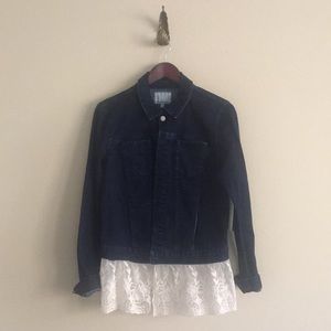 Calvin Klein blue jean jacket with removable lace
